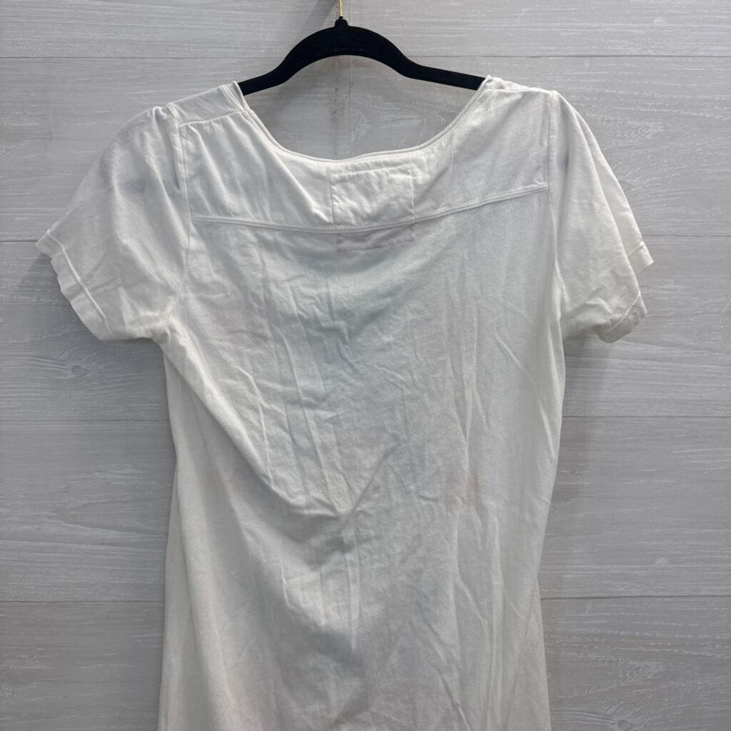 JW Los Angeles White/ Multi Embroidered Short Sleeve Tunic Top Small