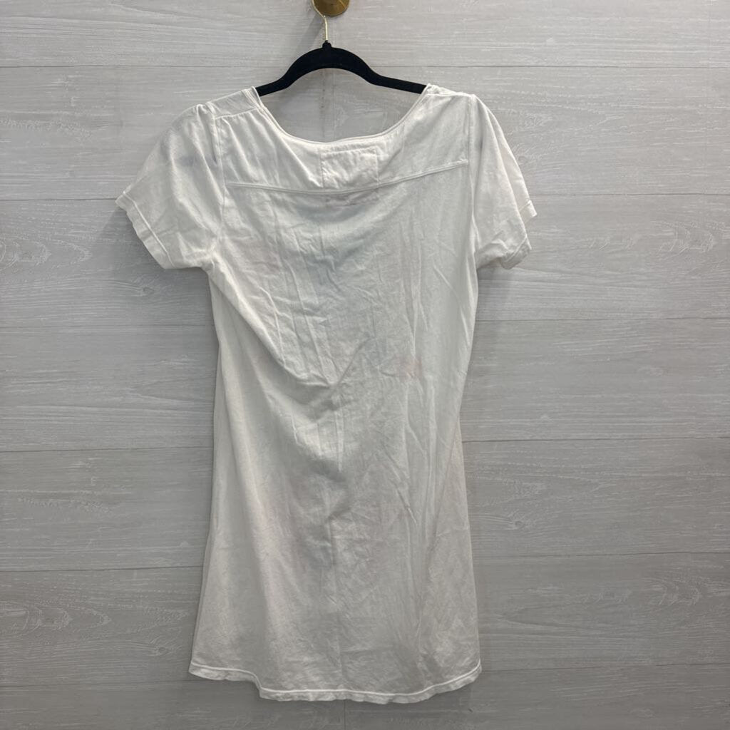 JW Los Angeles White/ Multi Embroidered Short Sleeve Tunic Top Small
