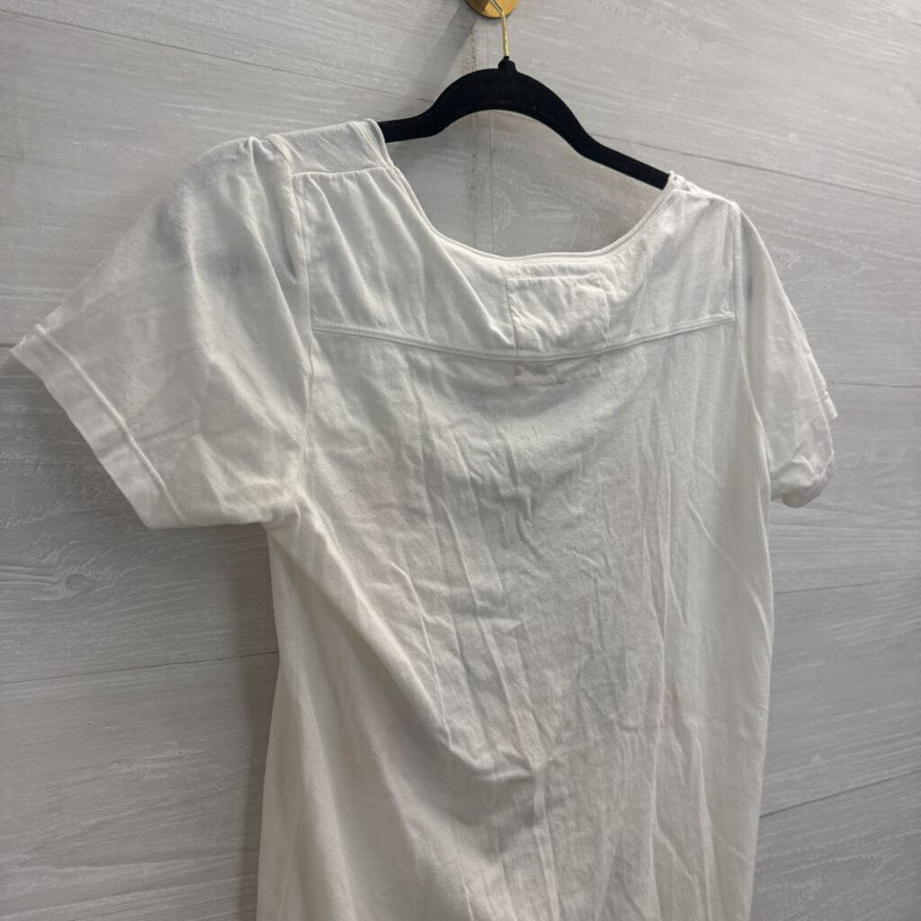 JW Los Angeles White/ Multi Embroidered Short Sleeve Tunic Top Small