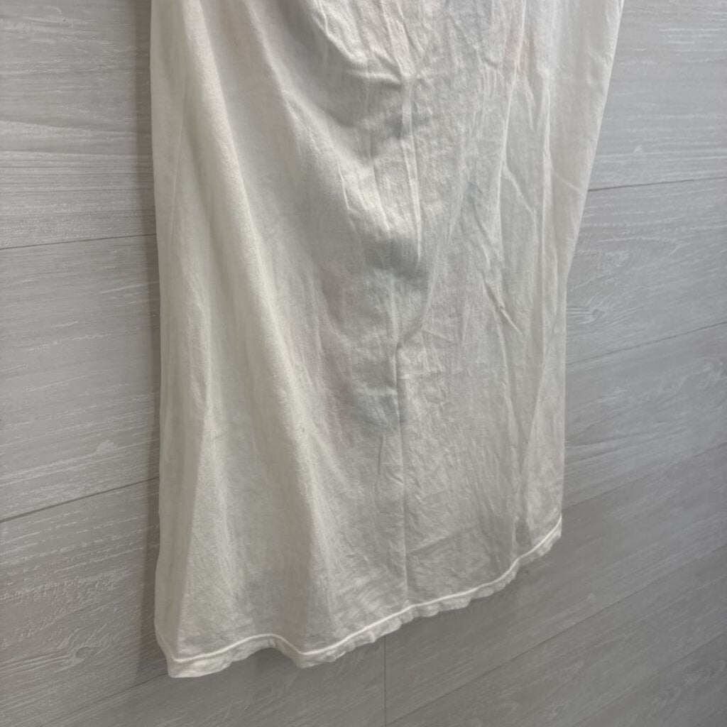 JW Los Angeles White/ Multi Embroidered Short Sleeve Tunic Top Small