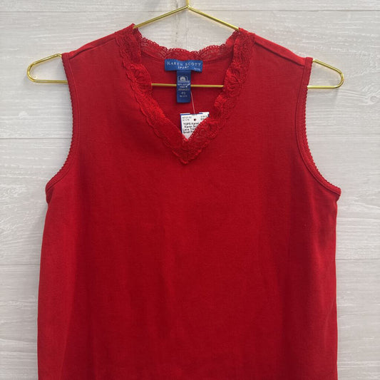Karen Scott Red Lace Trim Tank Top Small Petite