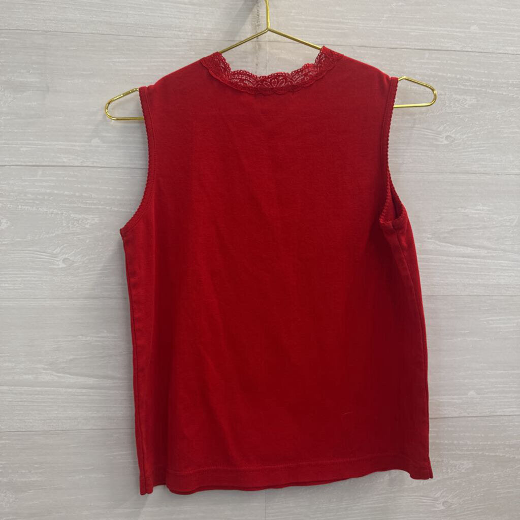 Karen Scott Red Lace Trim Tank Top Small Petite