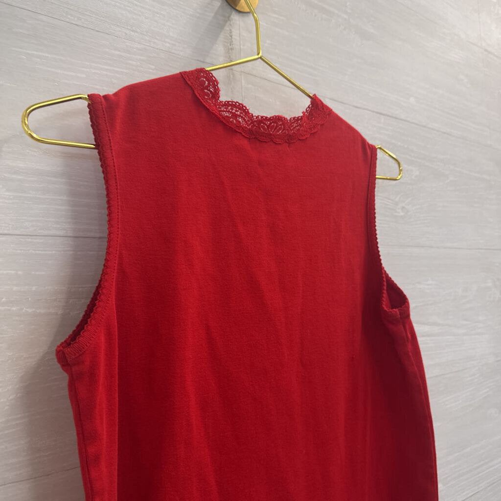 Karen Scott Red Lace Trim Tank Top Small Petite