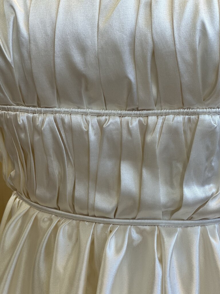 Ivory Satin Off Shoulder Long Sleeve Bridal Gown Medium