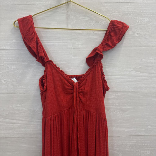 Band of the Free Red Textured Print Maxi Dress Extra Small