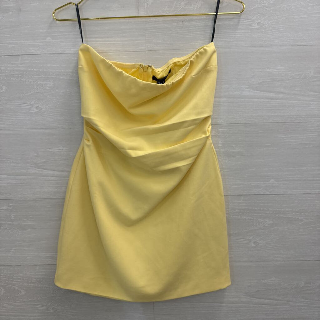 Yellow Strapless Mini Dress Small