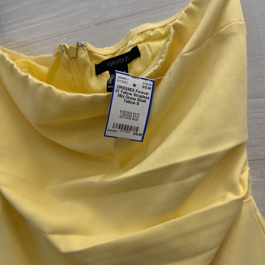 Yellow Strapless Mini Dress Small