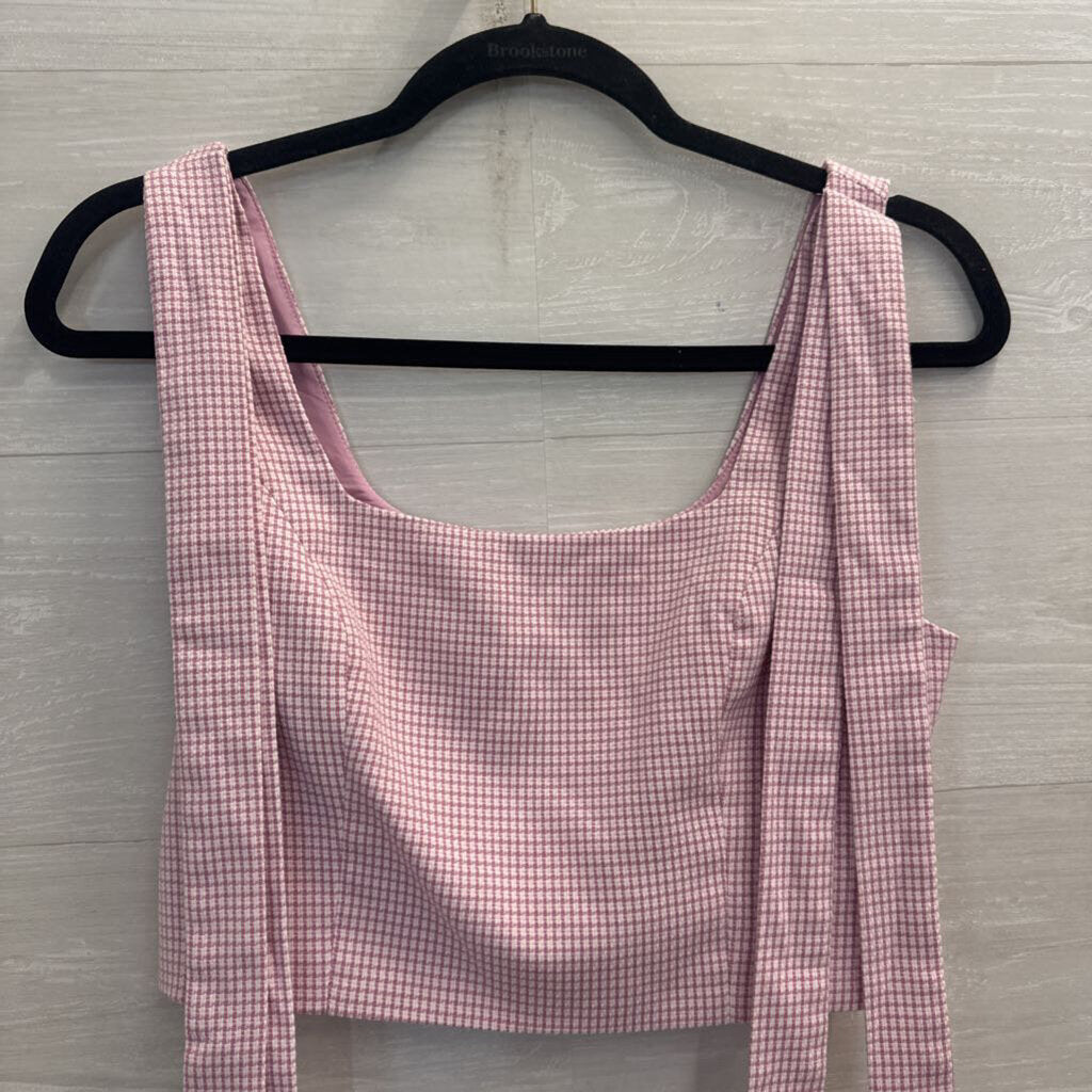 Love Bonito Purple/ White Gingham Cropped Tank Top 6