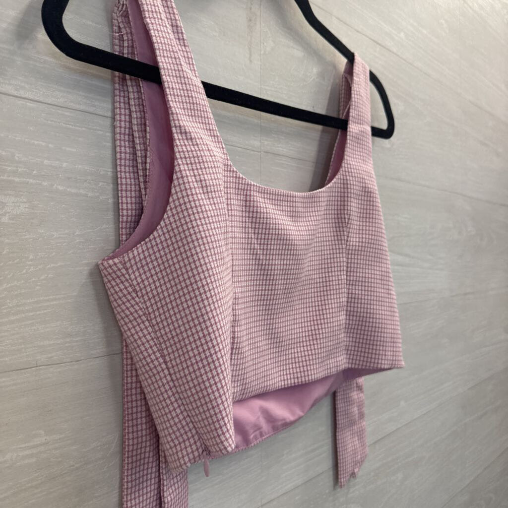 Love Bonito Purple/ White Gingham Cropped Tank Top 6