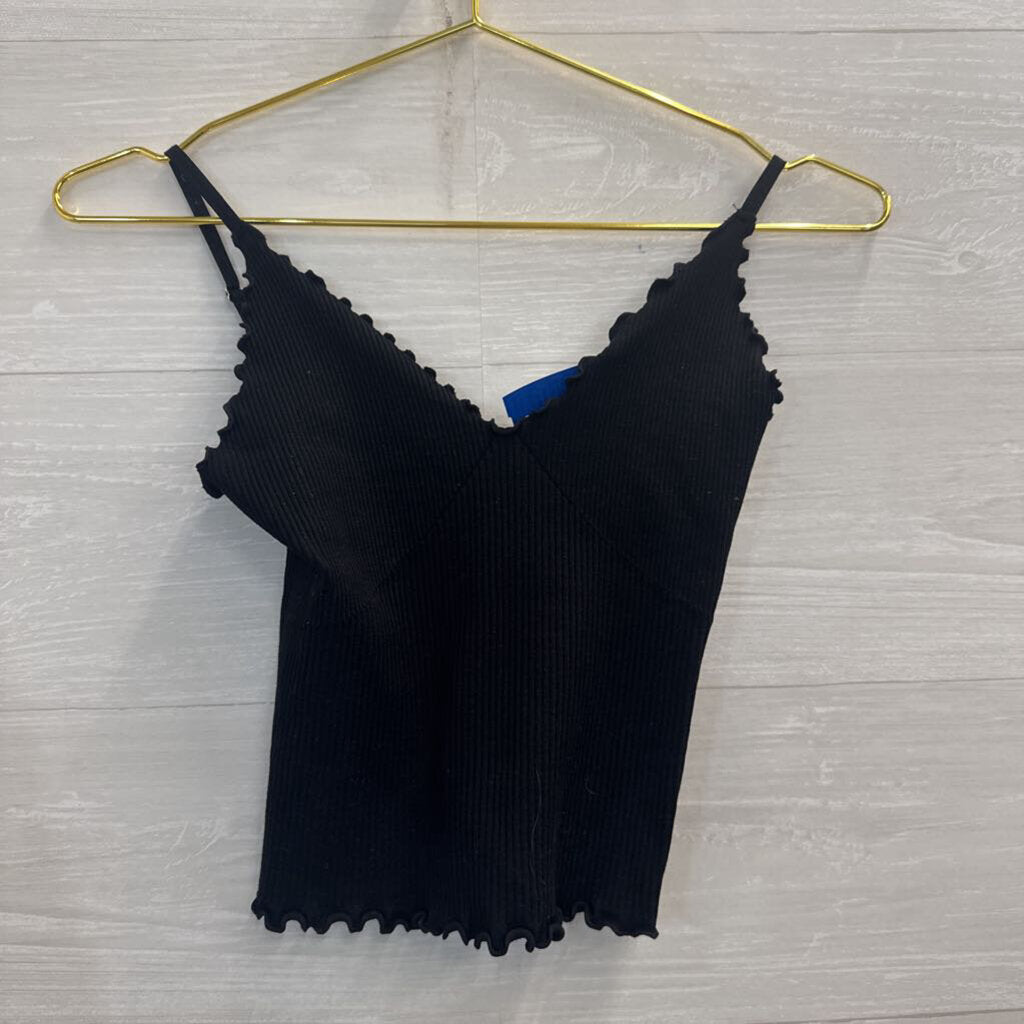 Intimately Free People Black Ribbed Cropped Tank Top XS/ S