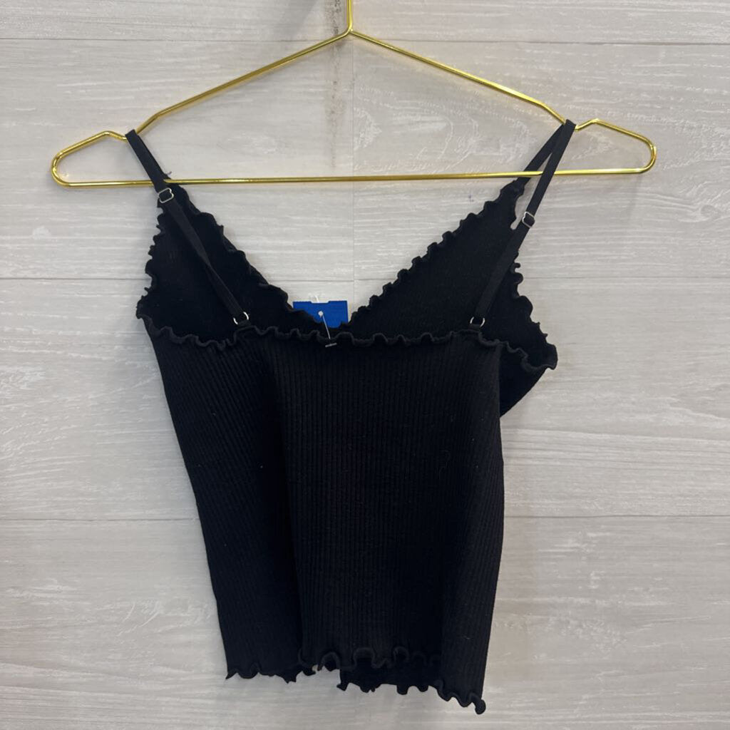 Intimately Free People Black Ribbed Cropped Tank Top XS/ S