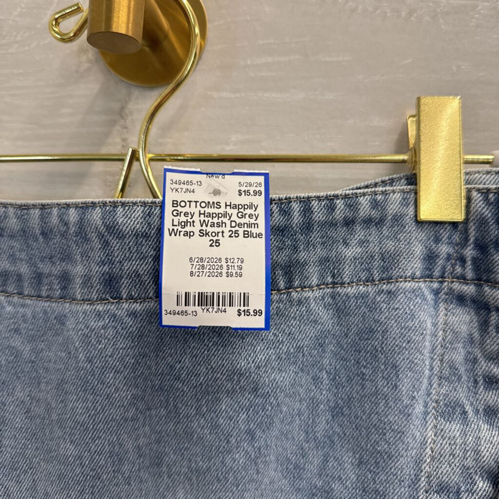 Happily Grey Light Wash Denim Wrap Skort 25