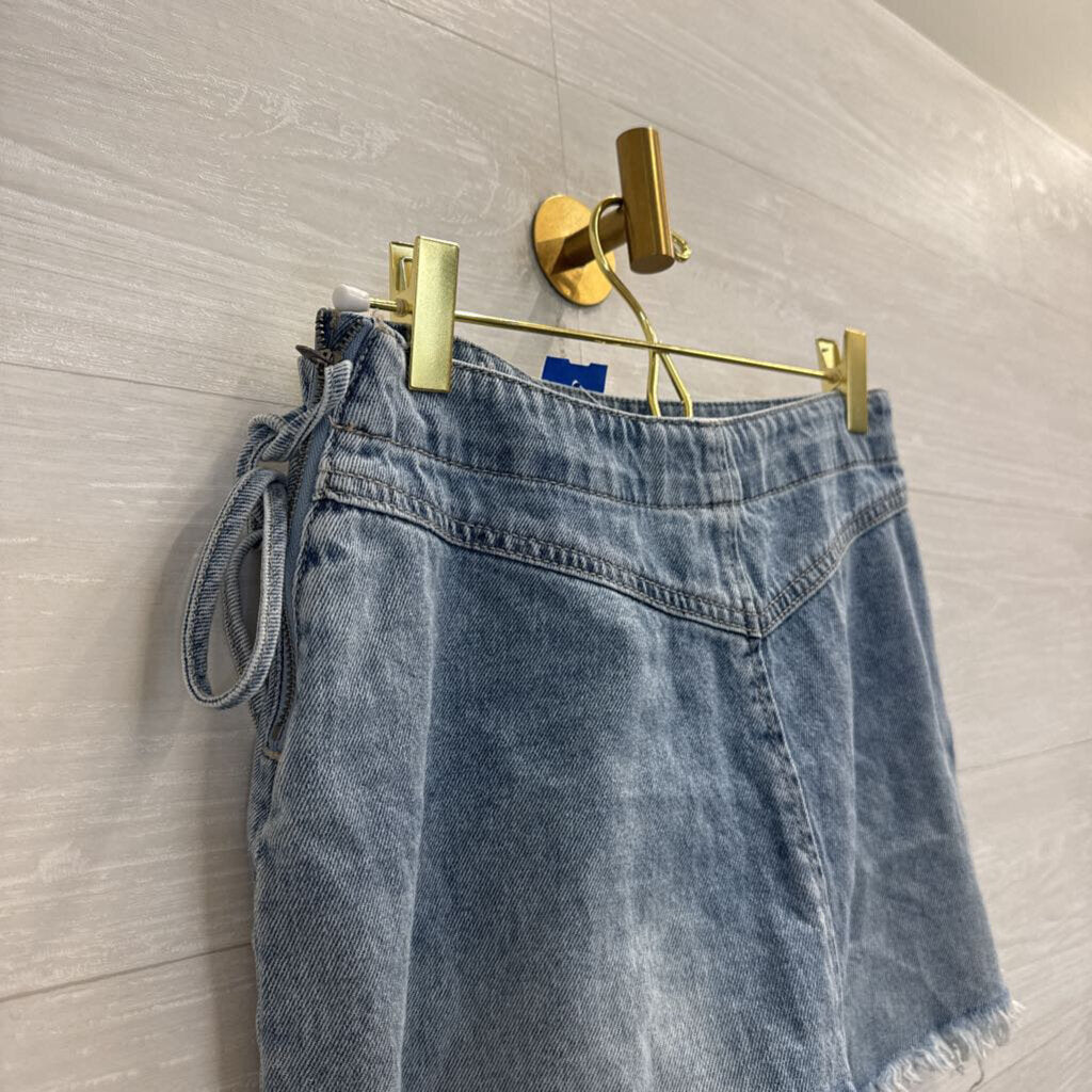 Happily Grey Light Wash Denim Wrap Skort 25