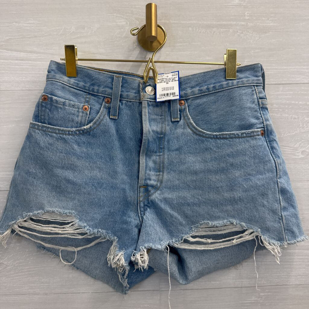 Levi Light Wash 501 Denim Shorts 26