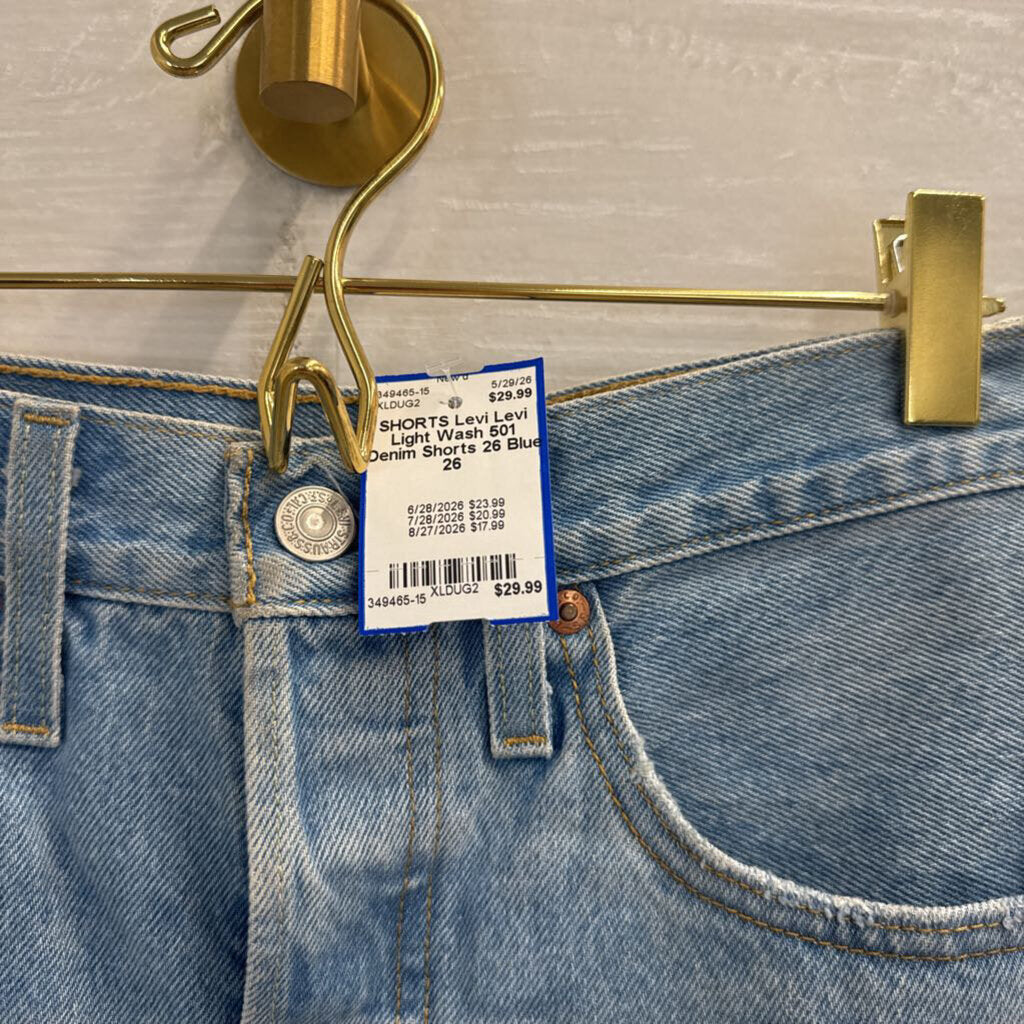 Levi Light Wash 501 Denim Shorts 26