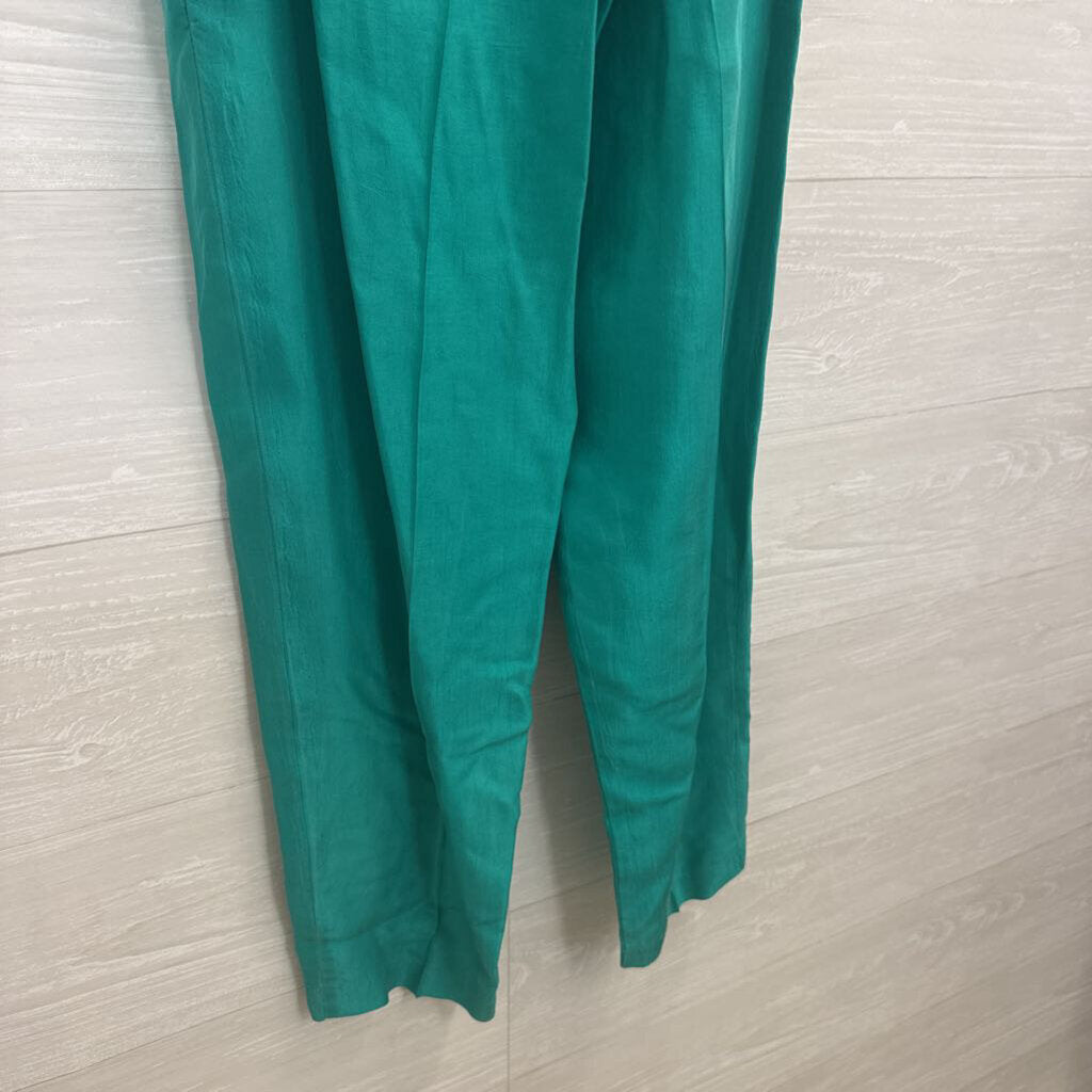 Vintage Flexible Green 100% Silk High Waisted Pants Small