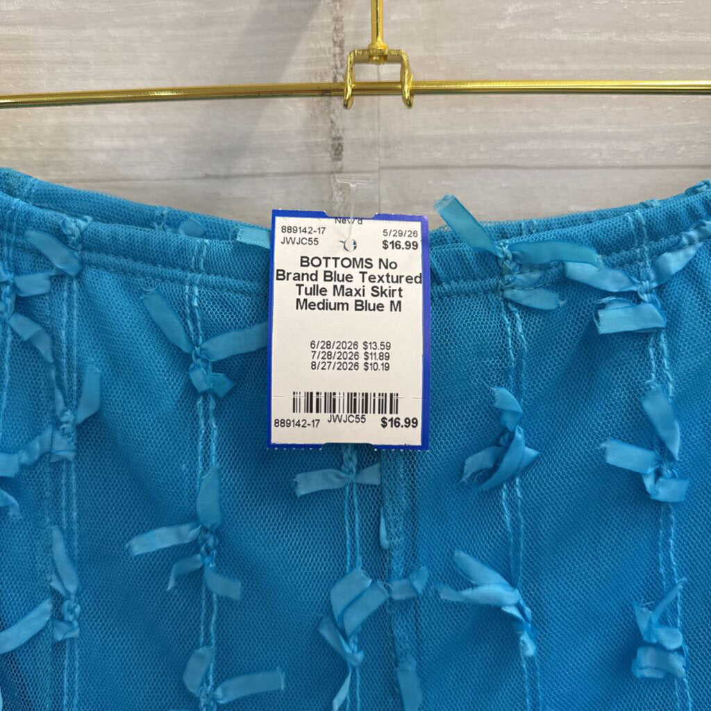 Blue Textured Tulle Maxi Skirt Medium