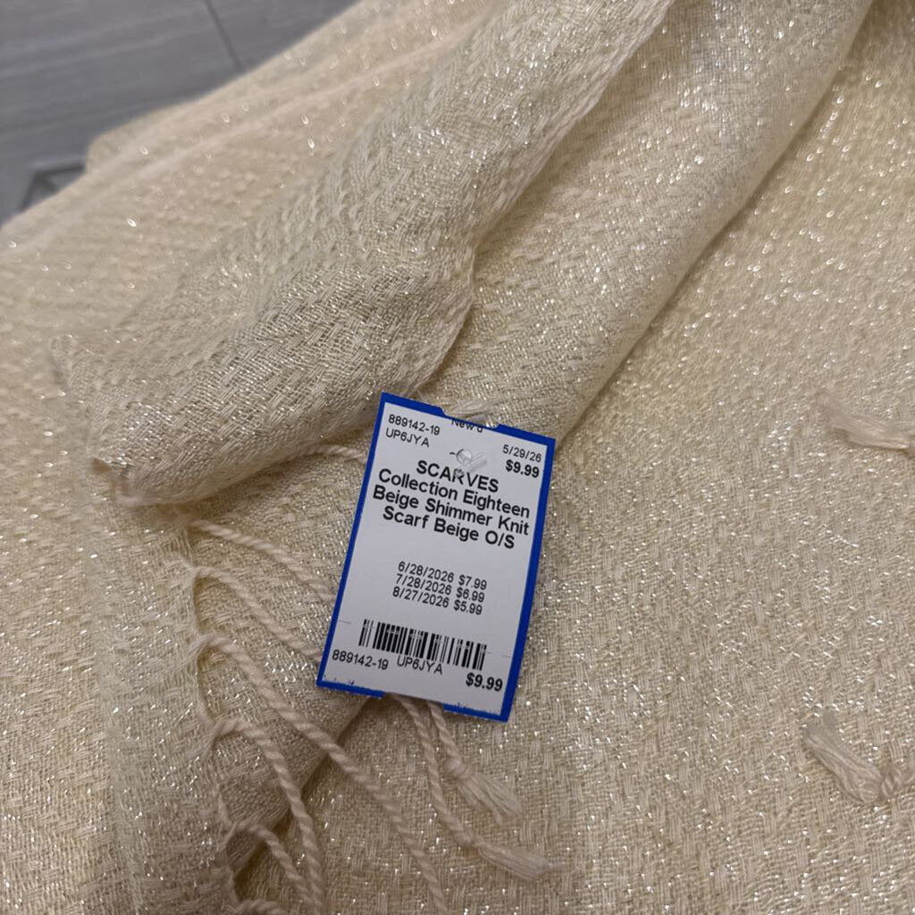 Beige Shimmer Knit Scarf