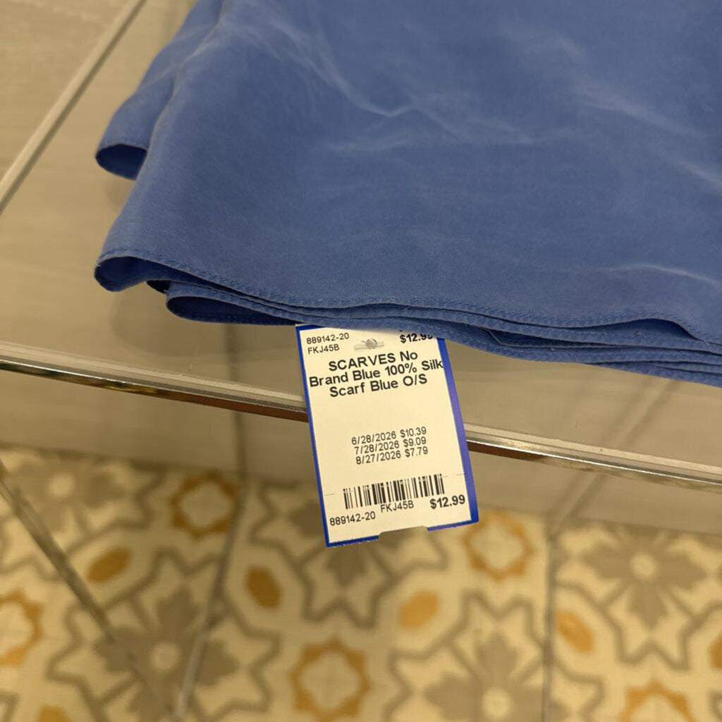 Blue 100% Silk Scarf