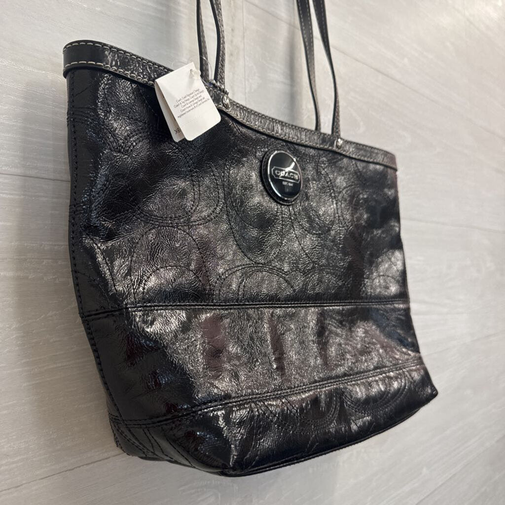 Coach Black Leather East West Gallery Tote Purse