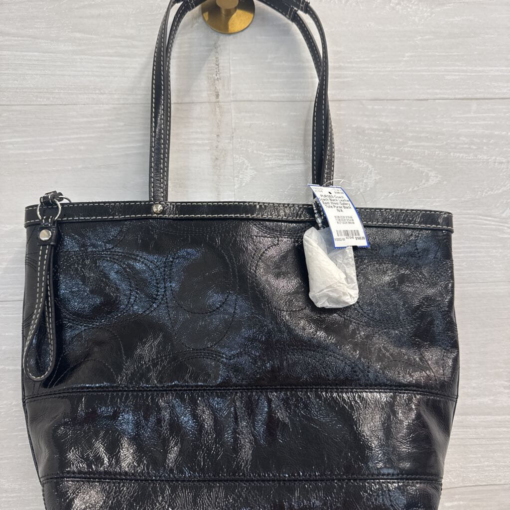 Coach Black Leather East West Gallery Tote Purse