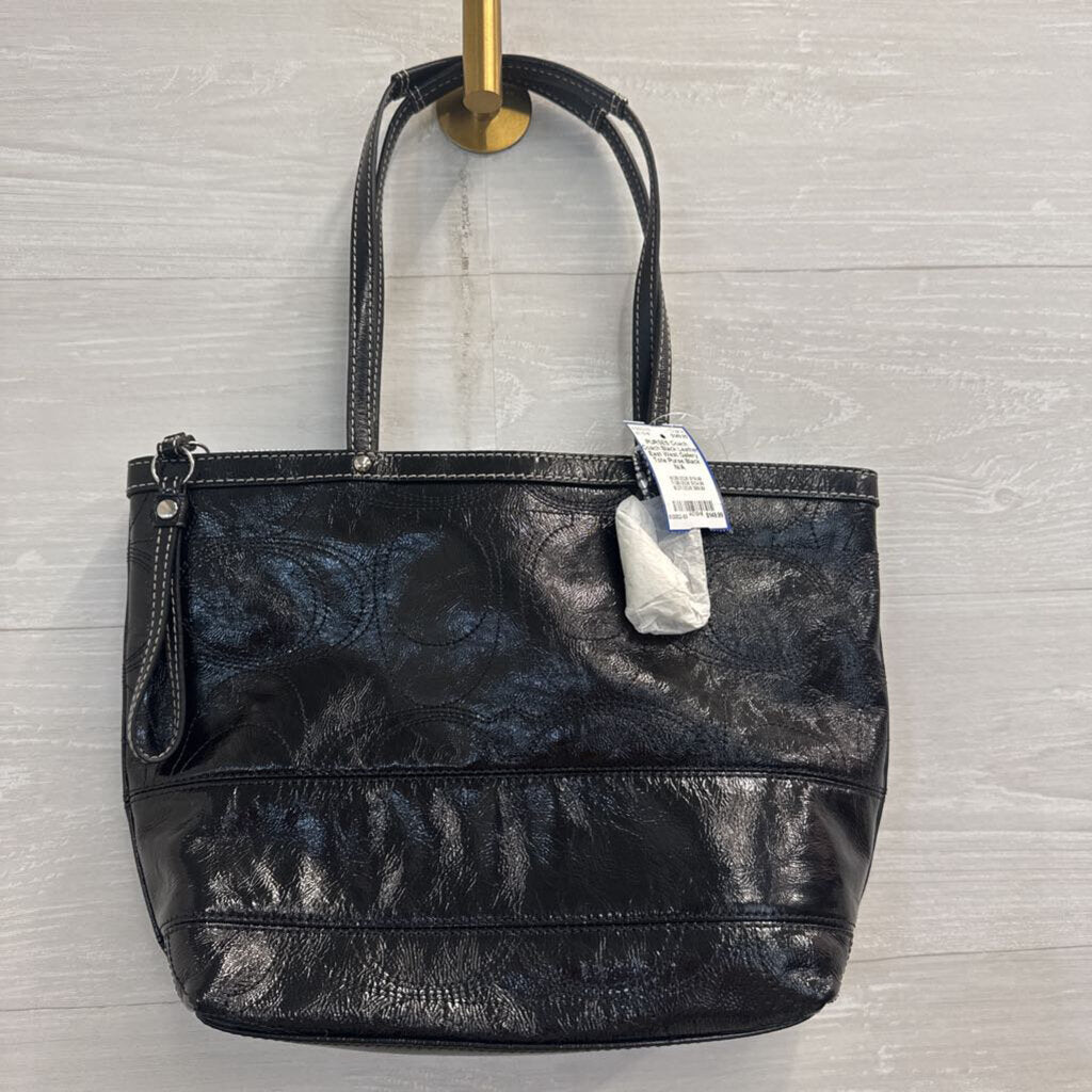 Coach Black Leather East West Gallery Tote Purse