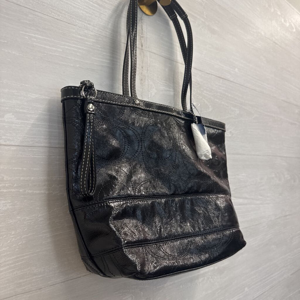 Coach Black Leather East West Gallery Tote Purse