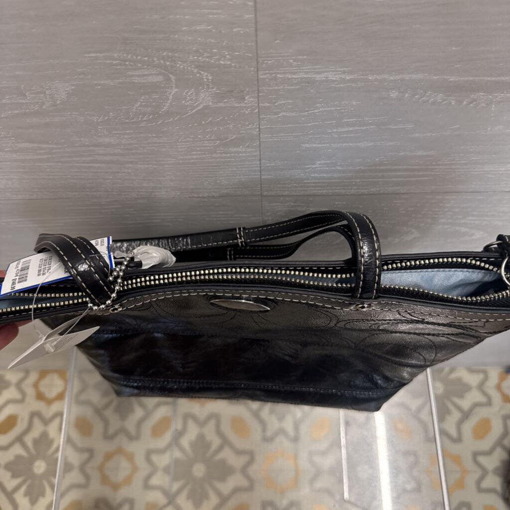 Coach Black Leather East West Gallery Tote Purse