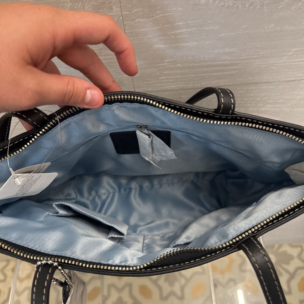 Coach Black Leather East West Gallery Tote Purse