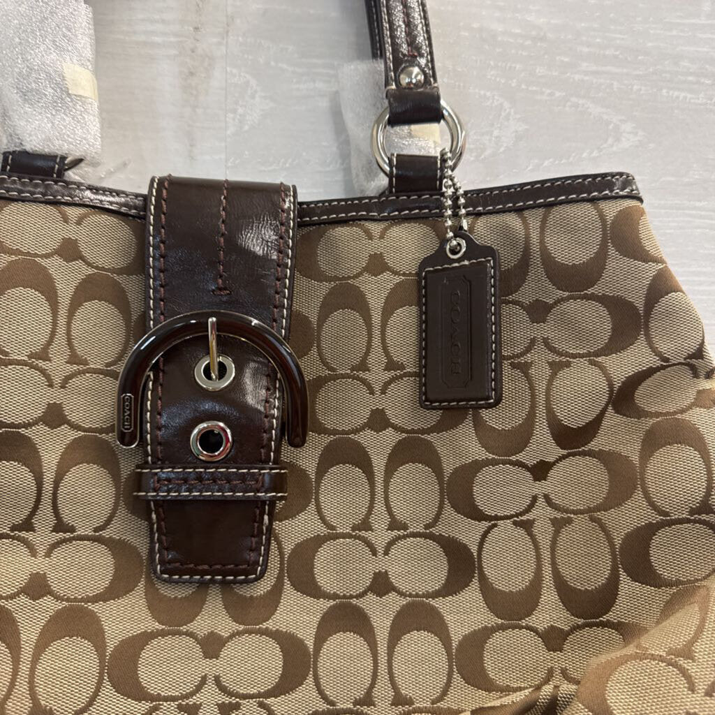 Coach Brown Signature Hampton Shoulder Purse