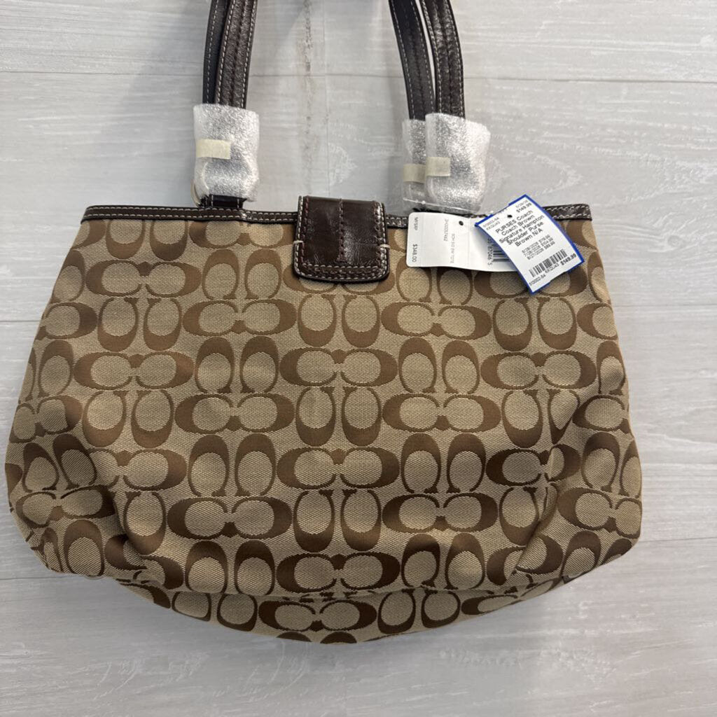 Coach Brown Signature Hampton Shoulder Purse
