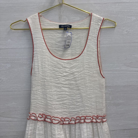 Max Edition White/ Coral Floral Hem Dress Small