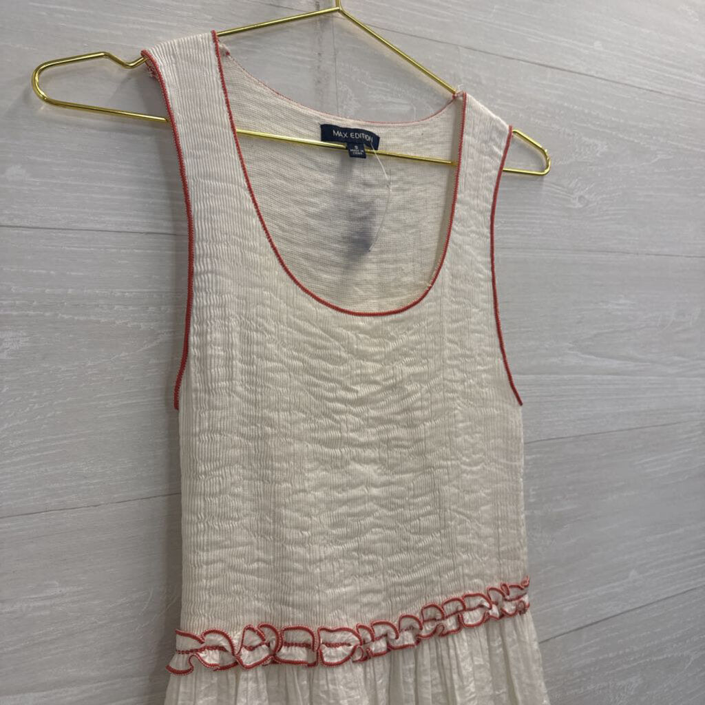 Max Edition White/ Coral Floral Hem Dress Small