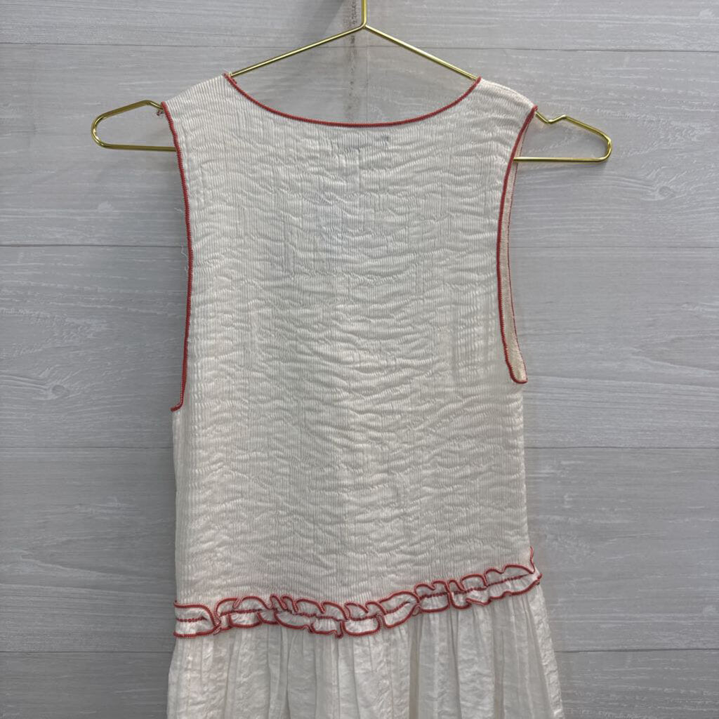 Max Edition White/ Coral Floral Hem Dress Small