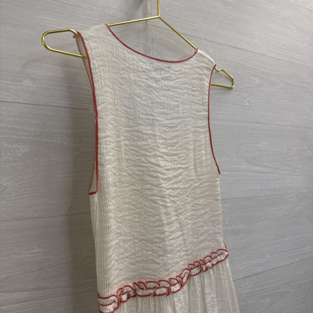 Max Edition White/ Coral Floral Hem Dress Small
