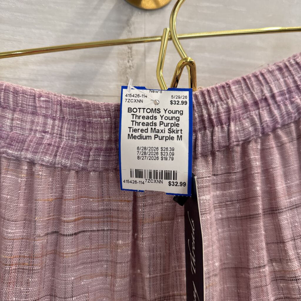 Young Threads Purple Tiered Maxi Skirt Medium