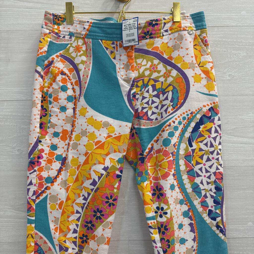 Trina Turk White/ Multi Print Pants 4