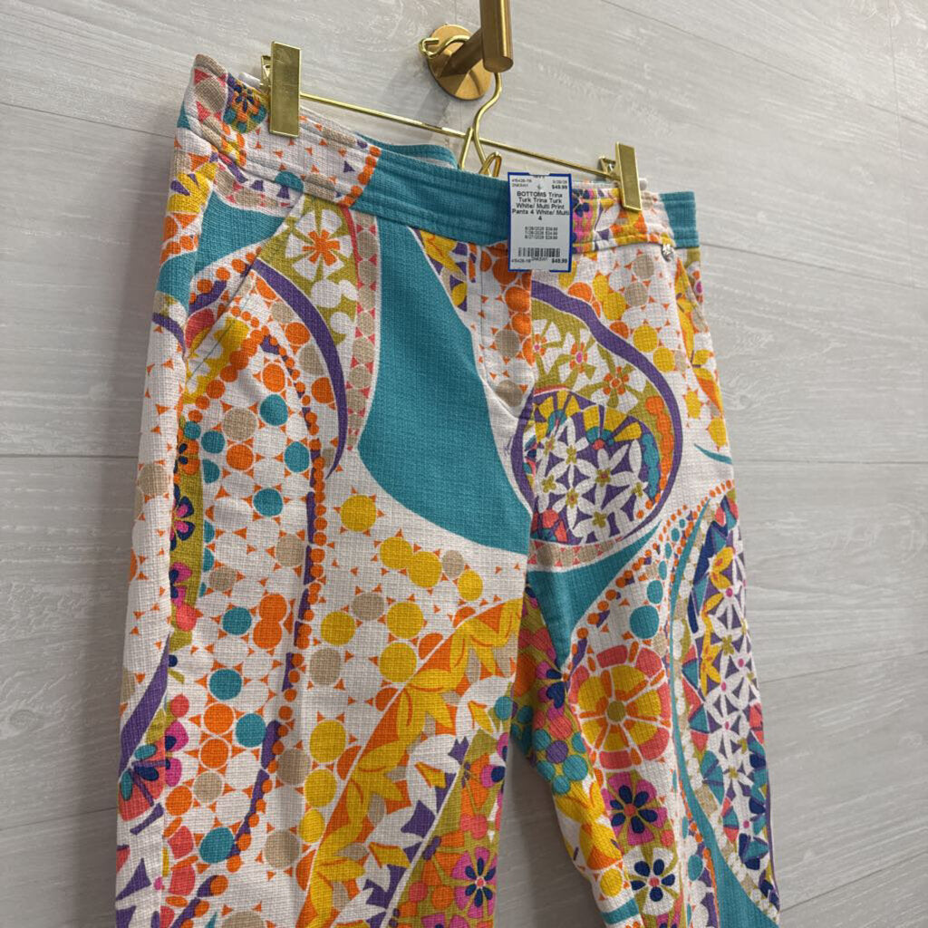 Trina Turk White/ Multi Print Pants 4