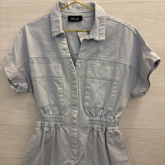 Fab'rik Light Wash Denim Short Sleeve Romper Medium