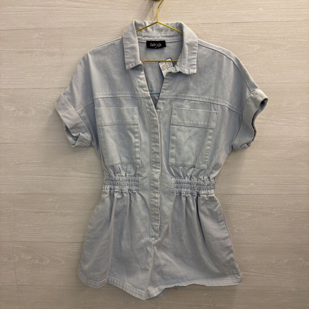 Fab'rik Light Wash Denim Short Sleeve Romper Medium