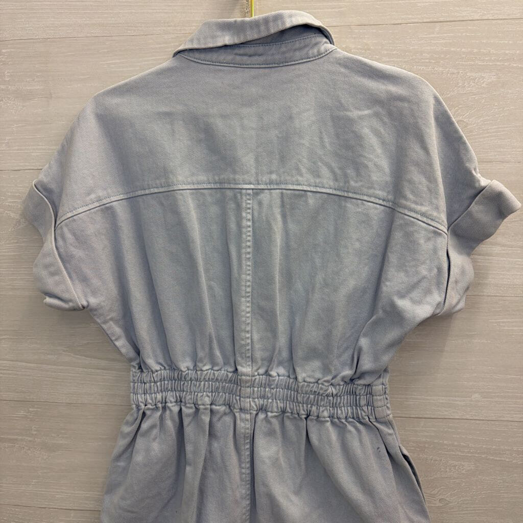 Fab'rik Light Wash Denim Short Sleeve Romper Medium