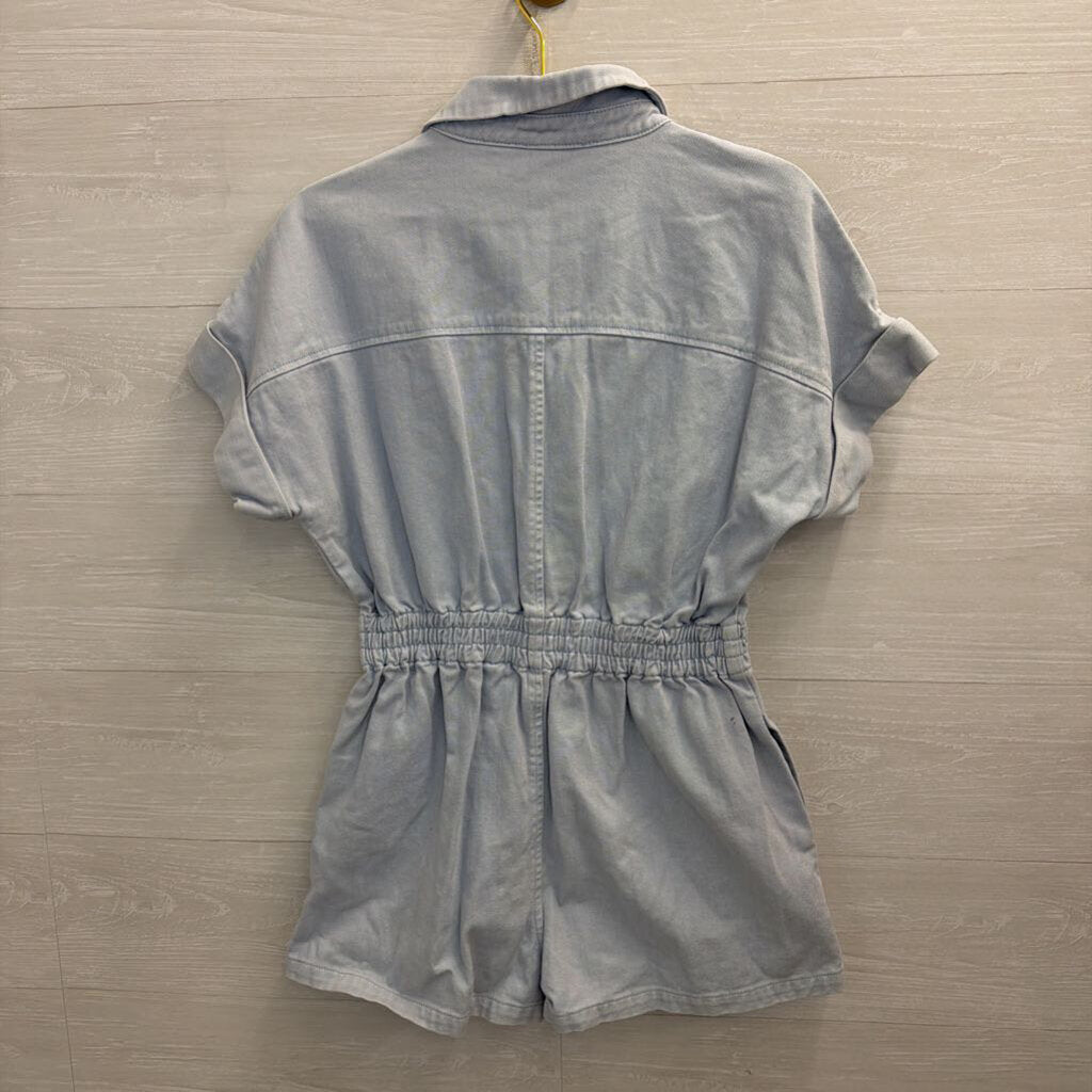 Fab'rik Light Wash Denim Short Sleeve Romper Medium