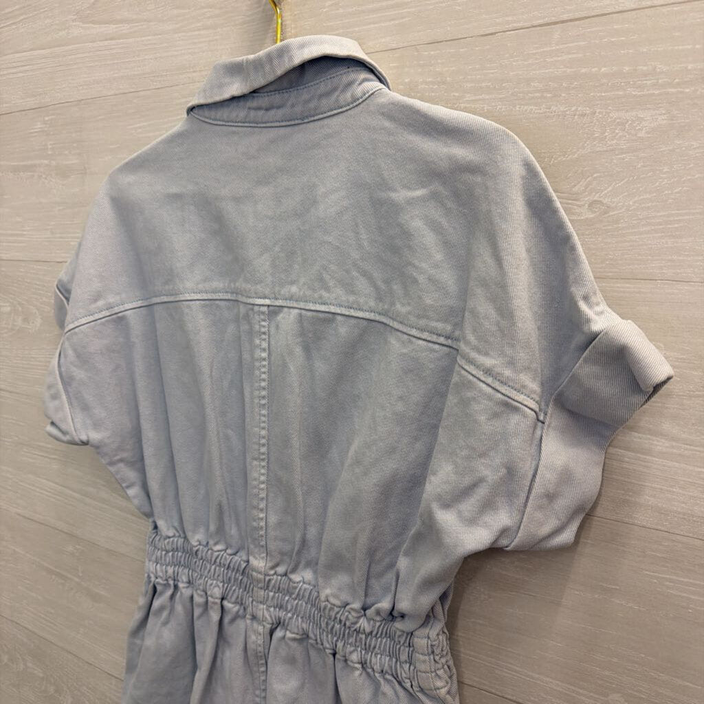 Fab'rik Light Wash Denim Short Sleeve Romper Medium