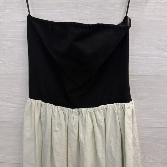 Paper Heart Black Strapless Top Beige Skirt Midi Dress Large