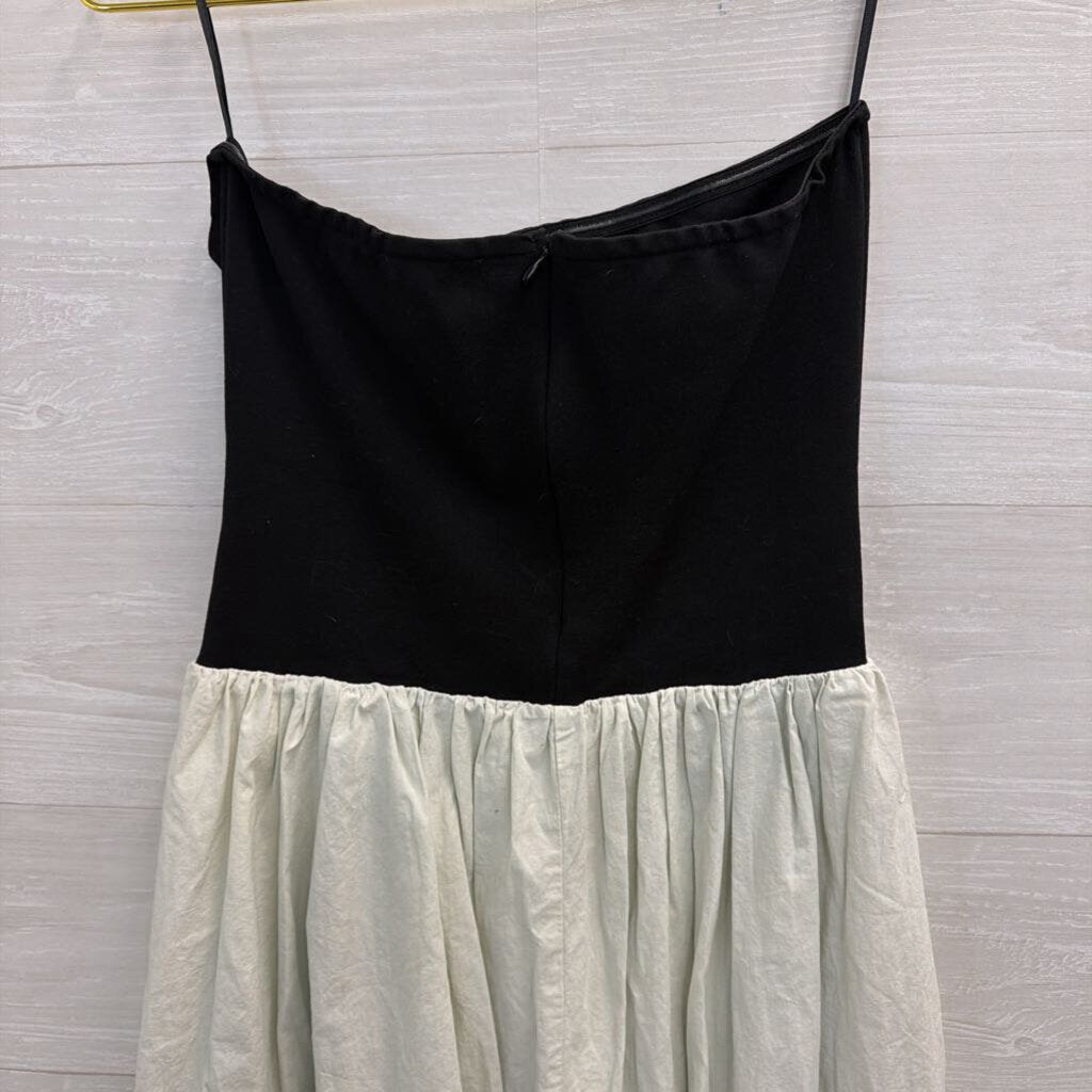 Paper Heart Black Strapless Top Beige Skirt Midi Dress Large