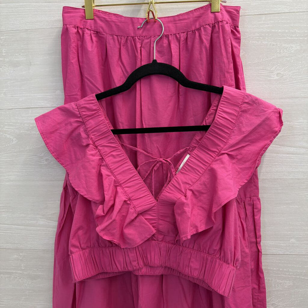 Japna Pink Cropped Top/ Maxi Skirt Set Large