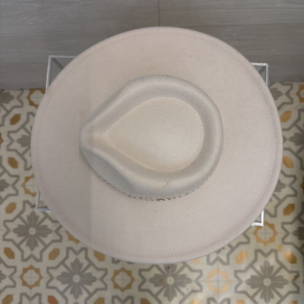 Beige Felt Wide Brim Hat