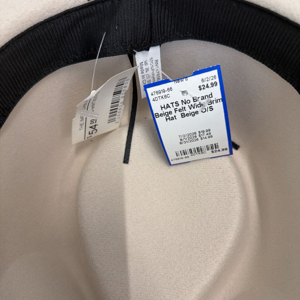 Beige Felt Wide Brim Hat