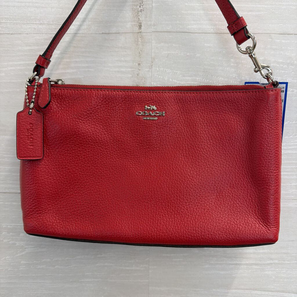 Coach Red Pebbled Leather Charlie Pouch Purse