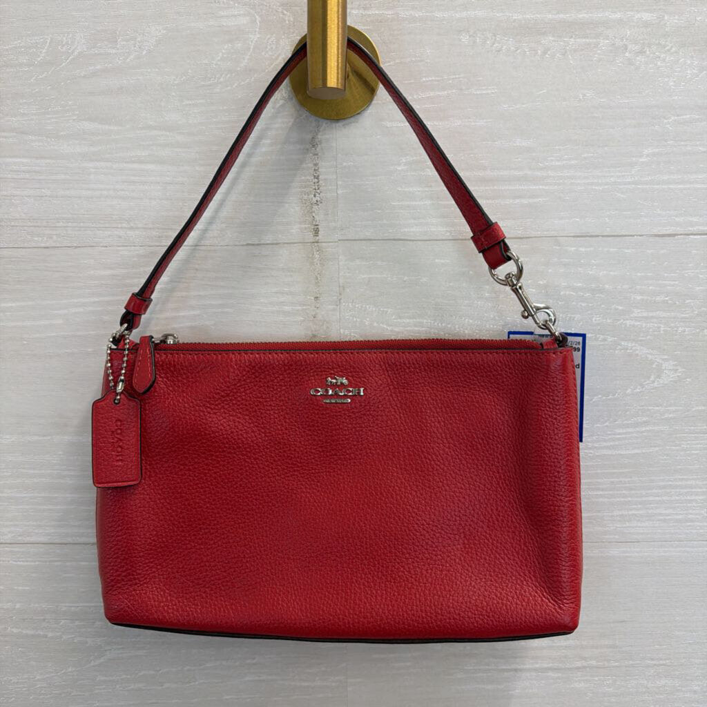 Coach Red Pebbled Leather Charlie Pouch Purse